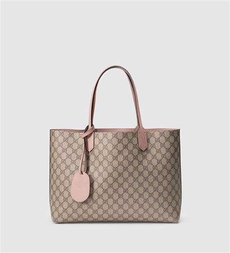 gucci gg pink reversible tote|Gucci canvas large tote.